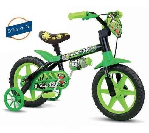 Bicicleta Infantil Nathor Aro 12 Menino Black de 2 a 5 Anos