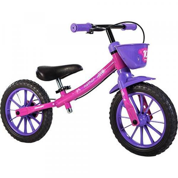 Bicicleta Infantil Nathor Balance com Aro 12, Freio Dianteiro, Rosa