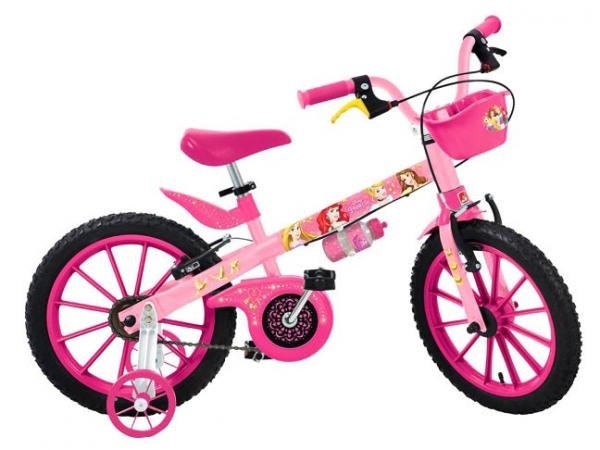 Tudo sobre 'Bicicleta Infantil Princesas Aro 16 Bandeirante - Disney Rosa com Rodinhas Freio V-brake'