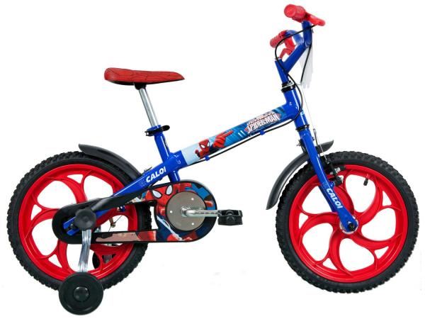 Bicicleta Infantil Spider Man Aro 16 Caloi Azul - com Rodinhas