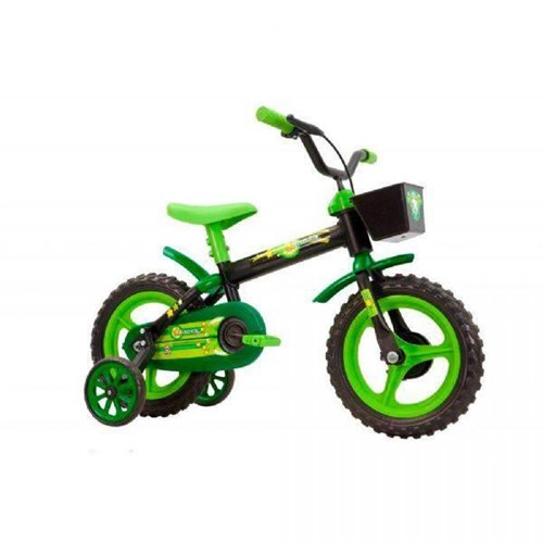 Bicicleta Infantil Track Bikes Arco-Íris, Preta e Verde, Aro 12 - Track Bikes