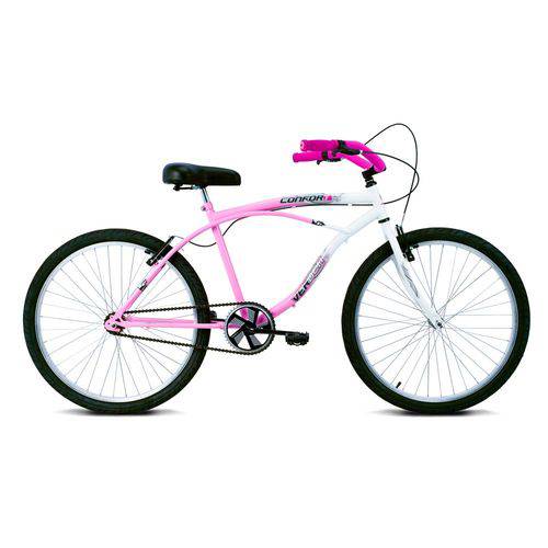 Bicicleta M Confort Branca e Rosa Aro 26 Verden