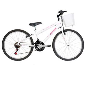 Bicicleta Mormaii Aro 24 Fantasy com Cesta e 21 Marchas - Branco