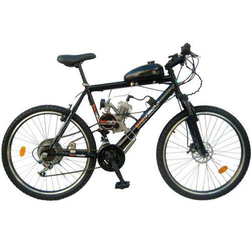 Bicicleta Motorizada 80cc 2 Tempos - Quadro de Aço Hi-Ten - Preta