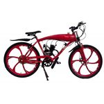 Bicicleta Motorizada Motor 48cc 2 Tempos - com Tanque Embutido Vermelho