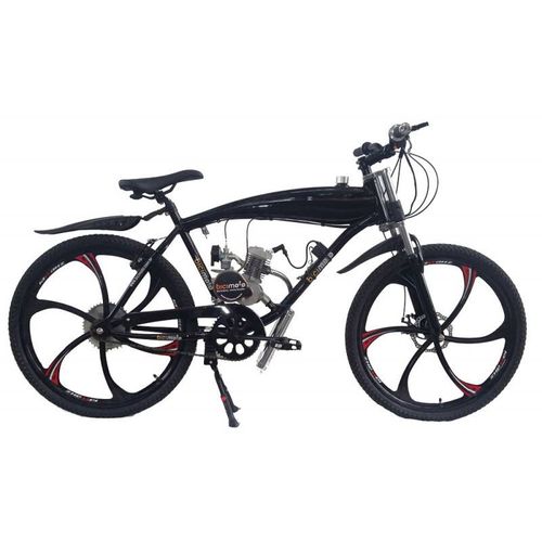 Bicicleta Motorizada Motor 48cc 2 Tempos Prata - com Tanque Embutido Preta