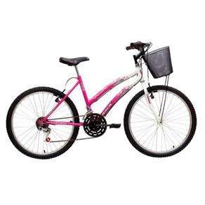 Bicicleta Parati com Cesta Aro 24 Branco/Rosa - Track Bikes