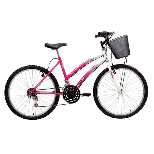 Bicicleta Parati com Cesta Aro 24 Branco/rosa - Track Bikes