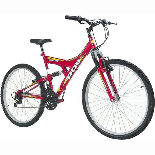 Bicicleta Polimet Kanguru Full Suspension Vermelho Aro 26