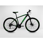 Bicicleta Preta com Verde Aro 29 KSW 27v Disco Shimano Acera Quadro 21