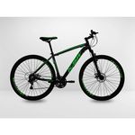 Bicicleta Preta com Verde Aro 29 KSW 27v Disco Shimano Acera Quadro 17