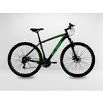 Bicicleta Preta com Verde Aro 29 KSW 24v Disco Shimano Quadro 21