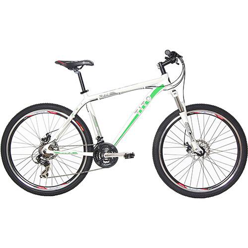 Bicicleta Tito Bikes MTB Aro 27,5 21 Velocidades Quadro 19 Branca/Verde