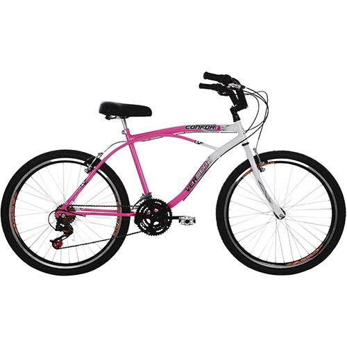 Bicicleta Verden Confort Aro 26 21 Marchas - Branco e Rosa