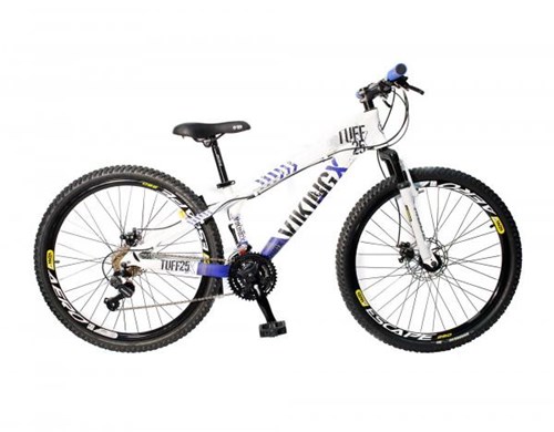 Tudo sobre 'Bicicleta Vikingx Tuff X25 Shimano Freio a Disco Branco/azul'