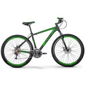 Bicicleta Xks Aro 29 Alumínio Freio a Disco 21v Kit Shimano - Preta com Verde - Quadro 17 - Verde