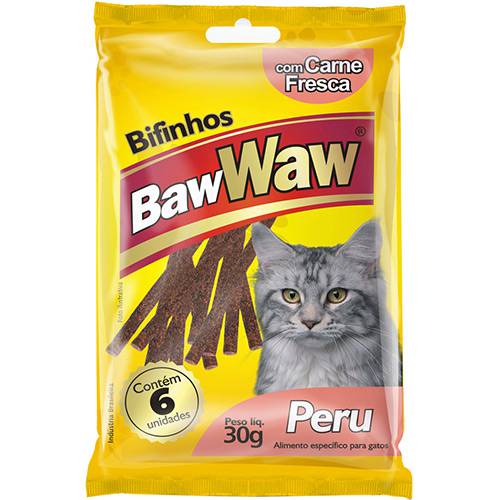 Tudo sobre 'Bifinho para Gatos Peru 30g - Baw Waw'