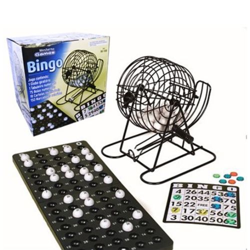 Bingo Tradicional com Globo Giratório Metal e Bolinhas 