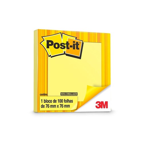 Bloco Adesivo Post-it 3M Amarelo 76x76mm com 100 Folhas