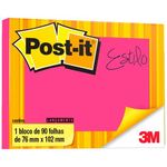 Bloco Adesivo Post-It® Rosa - 76 Mm X 102 Mm - 90 Folhas