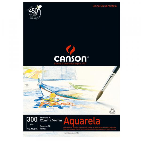 Bloco Canson Aquarela Mix Media Linha Universitária 300g/m² A2 com 12 Folhas 66667182