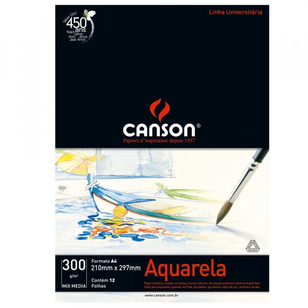 Bloco Canson Aquarela Mix Media Linha Universitária 300g/m² A4 com 12 Folhas 66667180 - CANSON