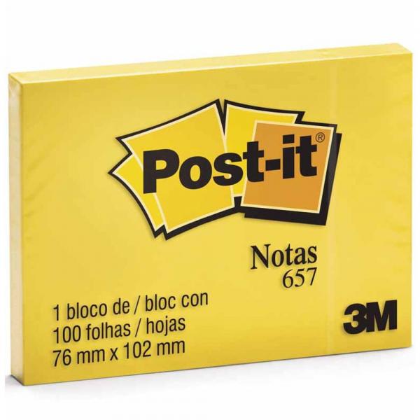 Bloco Post-it 76x102 Amarelo 100f 657 / Bl / 3m