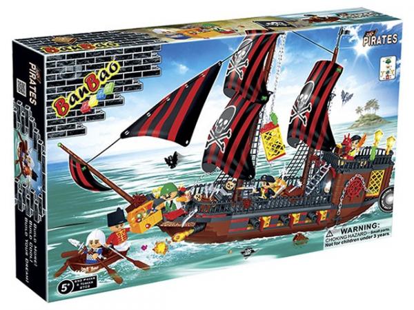 Blocos de Montar 850 Peças - Piratas Navio Invencível 8702 BanBao