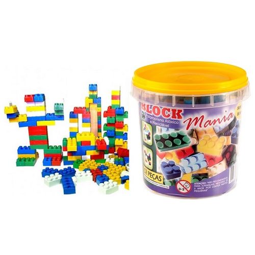 Blocos de Montar Block Mania com 52 Peças Brinquedo Educativo Alfem BM52