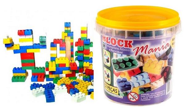 Blocos de Montar Block Mania com 52 Peças Brinquedo Educativo Alfem BM52