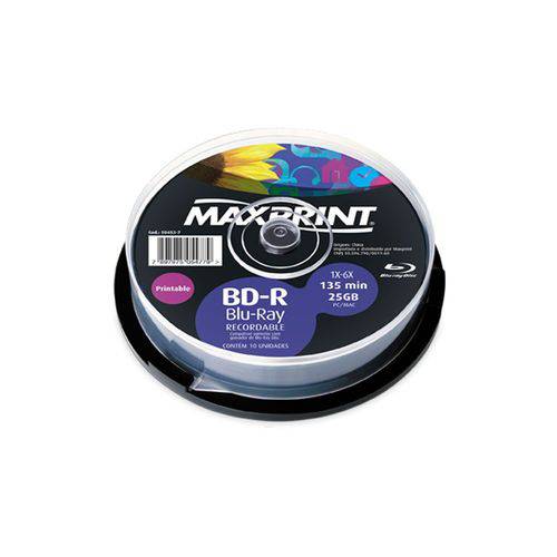 Blu Ray Gravável Printable 25gb/135min 6x Maxprint 10un