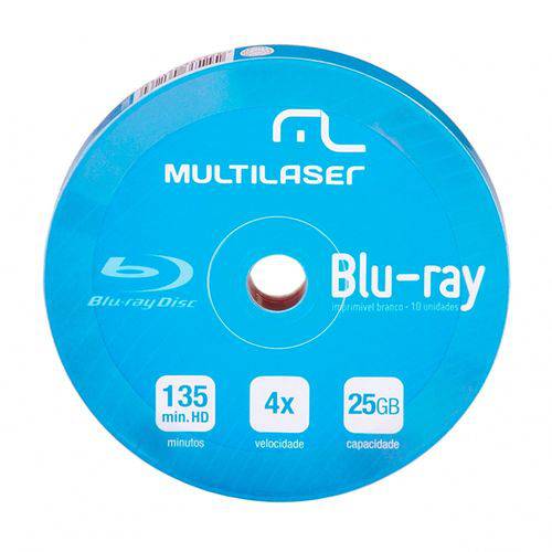 Tudo sobre 'Blu-Ray Mídia Disco 25Gb Branco 10 Unid. DV057 Multilaser'