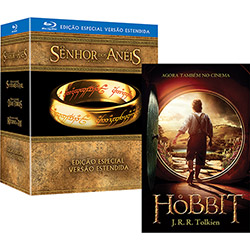 Blu-ray Trilogia o Senhor dos Anéis - Edição Especial Estendida (6 Blu-ray + 9 DVDs) + Livro - o Hobbit (Edição Capa do Filme)