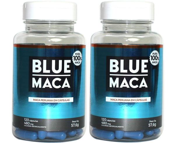 Blue Maca - Maca Peruana - 2 Potes com 120 Cápsulas em Cada Pote. - Pura Premium e Sem Misturas