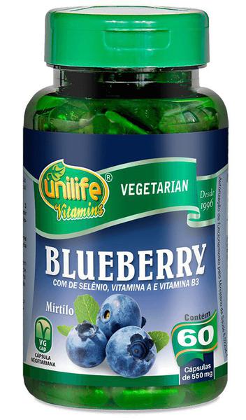 Blueberry Mirtilo 550mg com 60 Cápsulas - Unilife