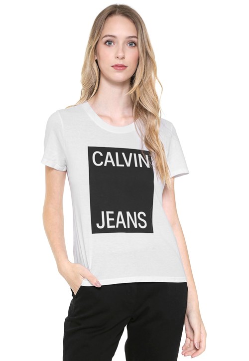 Blusa Calvin Klein Jeans Lettering Branca