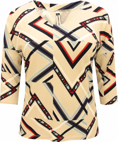 Blusa Pau a Pique 3/4 Estampada Bege