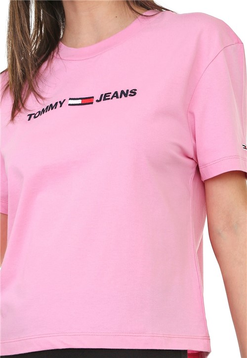 Blusa Tommy Jeans Logo Rosa
