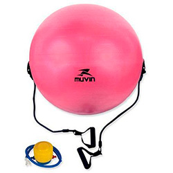 Bola de Ginástica com Extensor 65cm Pink - Muvin