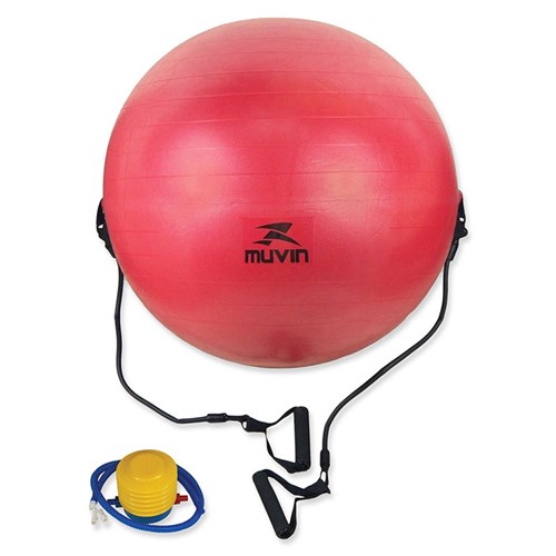 Bola de Ginástica com Extensor Muvin 65cm BLG 400 Vermelho