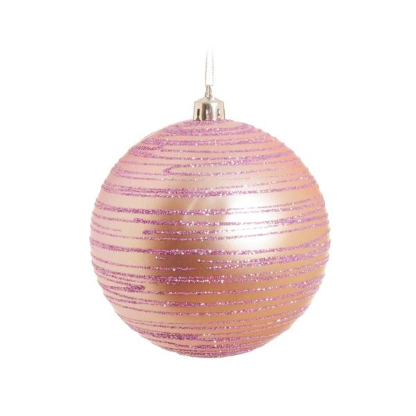 Bola de Natal Árvore Natal C/Glitter 4 Pçs 10Cm Rosa - Cromus