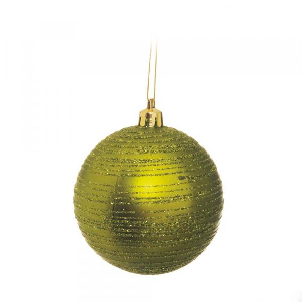 Bola de Natal Árvore Natal C/ Glitter 6 Pçs 8Cm Verde - Cromus
