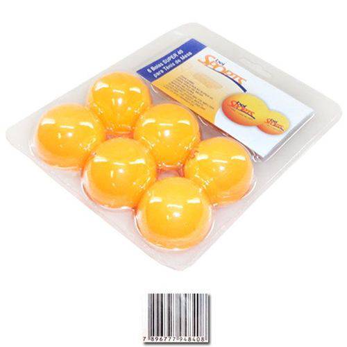Bola de Ping Pong Super 40 Laranja Belfix Kit.C/06