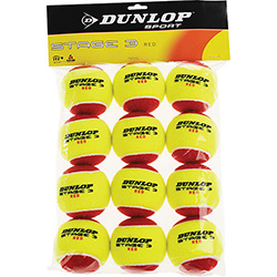 Bola de Tênis Dunlop Mini Red Estagio 3 C/ 12 Bolas
