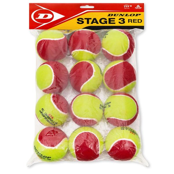 Bola de Tênis Dunlop Mini Red Estágio 3 Pack com 12 Unidades
