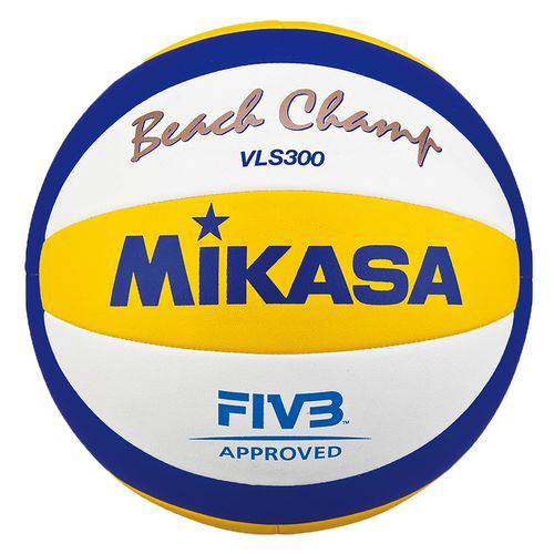 Bola de Vôlei de Praia Mikasa VLS300 - Branco/Azul/Amarelo