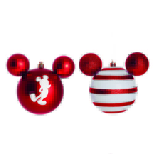 Bola Mickey Disney P/pendurar Árvore de Natal Vermelho 6pçs