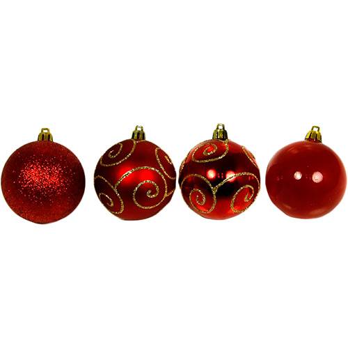 Bolas Decoradas Vermelhas 6cm 35 Unidades - Orb Christmas