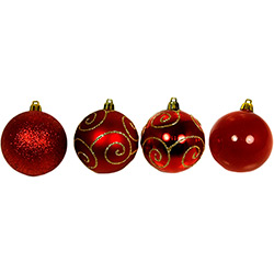 Bolas Decoradas Vermelhas 6cm 35 Unidades - Orb Christmas