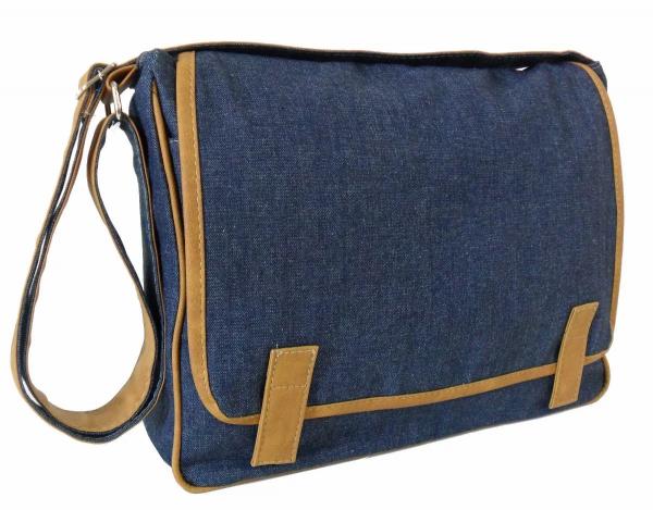 Bolsa Carteiro, Masculina, Feminina, Tiracolo, Jeans - Ff